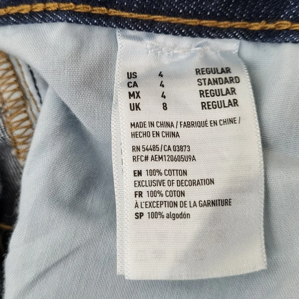 American Eagle Vintage Hi-Rise Button Fly Straight Leg Jeans Dark Wash Womens 4‎